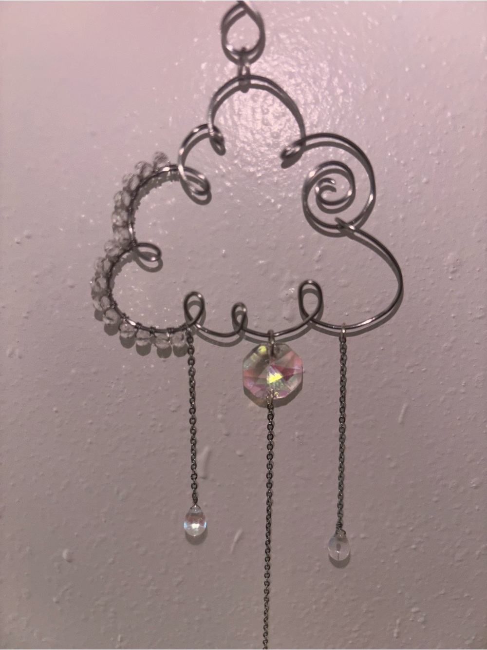 Silver Rain Cloud Crystal Hanging Wall Accent - Sparkling Cloud Mobile